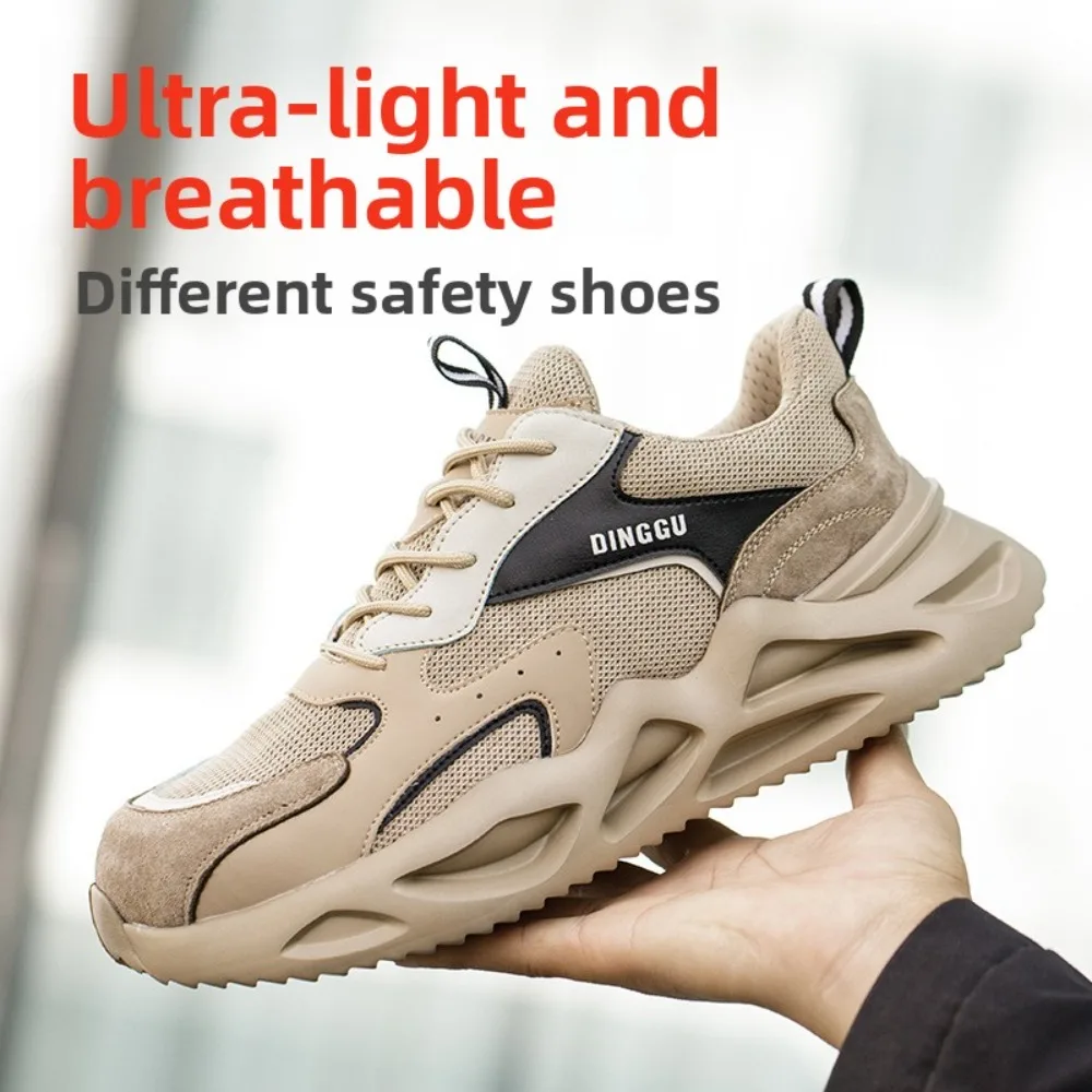Lightweight Labor Protection Shoes AntiSmashing Anti Piercing Steel Toe Caps Flying Woven Work Shoes SafetyShoes ProtectiveBoots