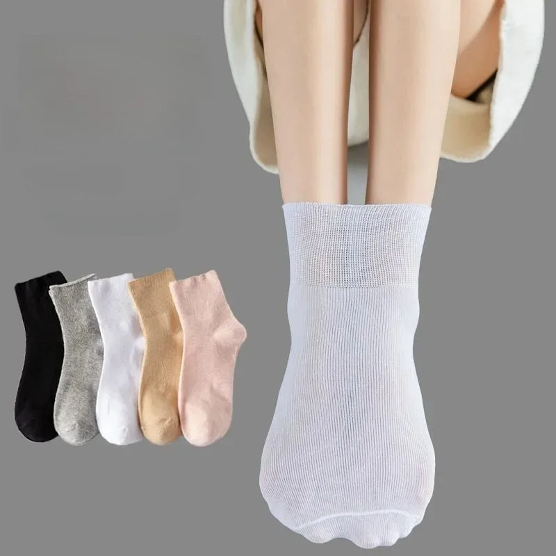 5 pares de calcetines para diabéticos sin encuadernación para mujeres embarazadas calcetines largos para ancianos calcetines cómodos transpirables en blanco y negro para mujeres