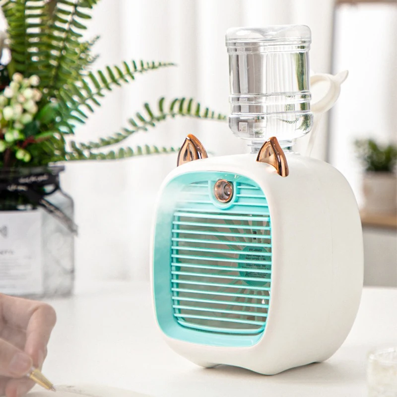 

Portable USB Mini Air Cooler Fan Water Cooling Fan with 3 Speed 2 Modes Spray Humidifier Purifier for Car Home