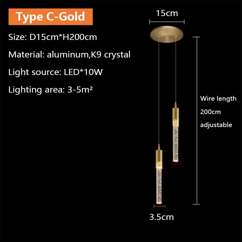 Nordic LED luxe kristallen hanglamp voor woonkamer, eetkamer, slaapkamer, nachtkastje, kroonluchter, binnenhuisdecoratie, verlichtingsarmatuur, glans