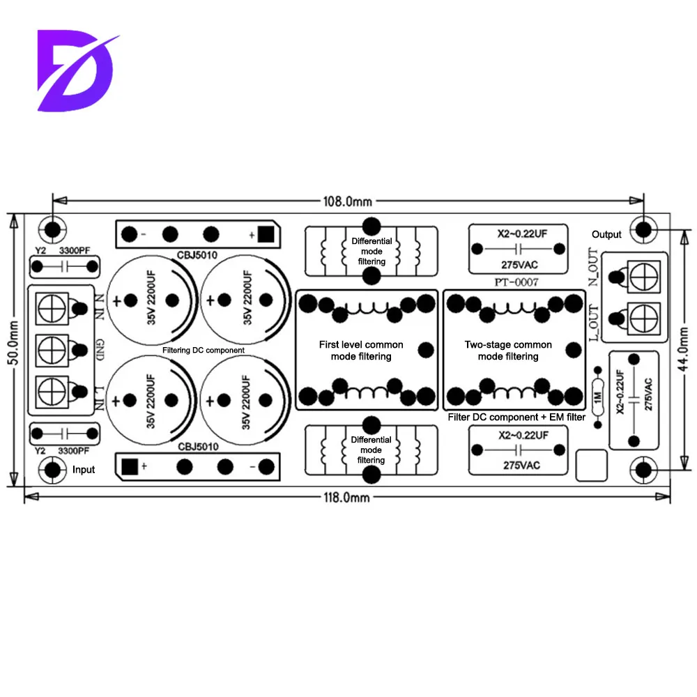 DC LC Filter DC EMI Power Filter 0 to 50V 4A 10A 20A Filtering Board EMI Suppression Module