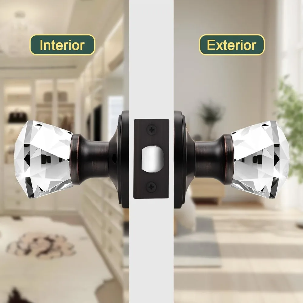 مقابض أبواب مكونة من 6 قطع من الكريستال الشفاف، أجهزة أبواب داخلية من البرونز المطلي بالزيت، مقابض مرور زجاجية فريدة للديكور المستوحى #3