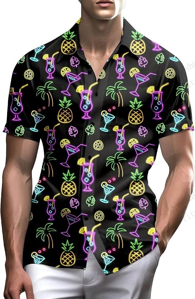 الحيوان بطة قميص هاواي صيفي لطيف بطة ثلاثية الأبعاد طباعة قمصان الرجال النساء موضة قصيرة الأكمام واحدة الصدر بلوزة الشاطئ الشارع camiseta