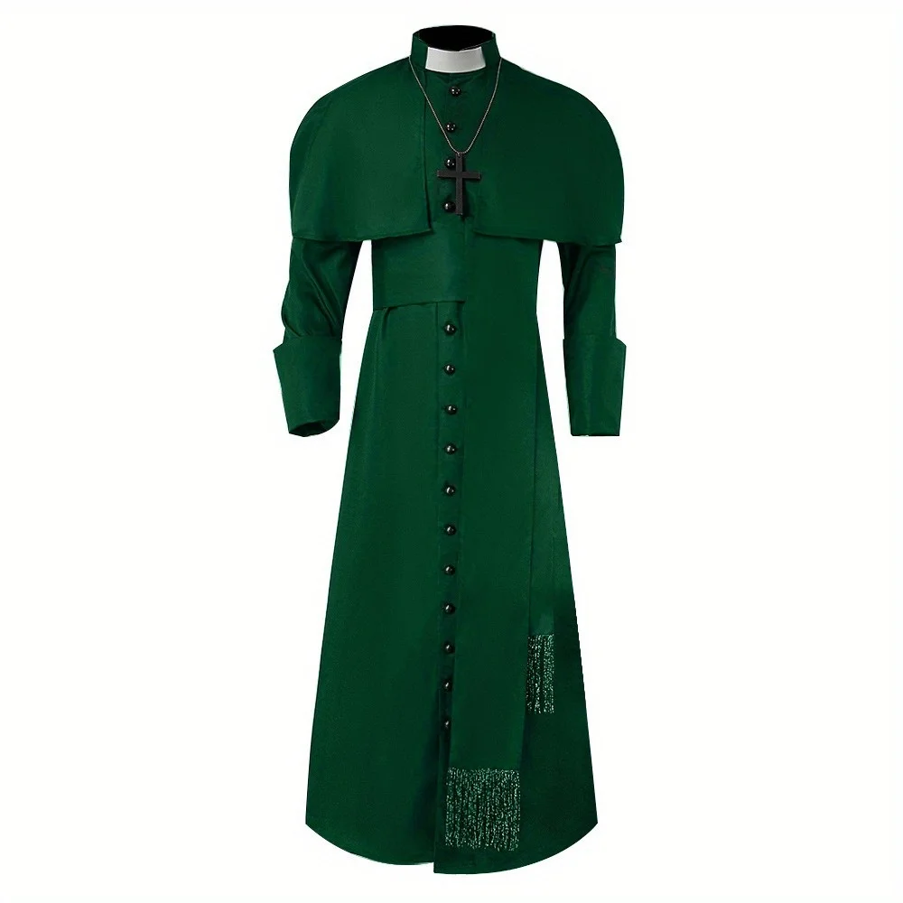 Medieval Solid - Color Priest Cosplay Costumes: Halloween Wizard and Church Cleric Role - Playing Outfits