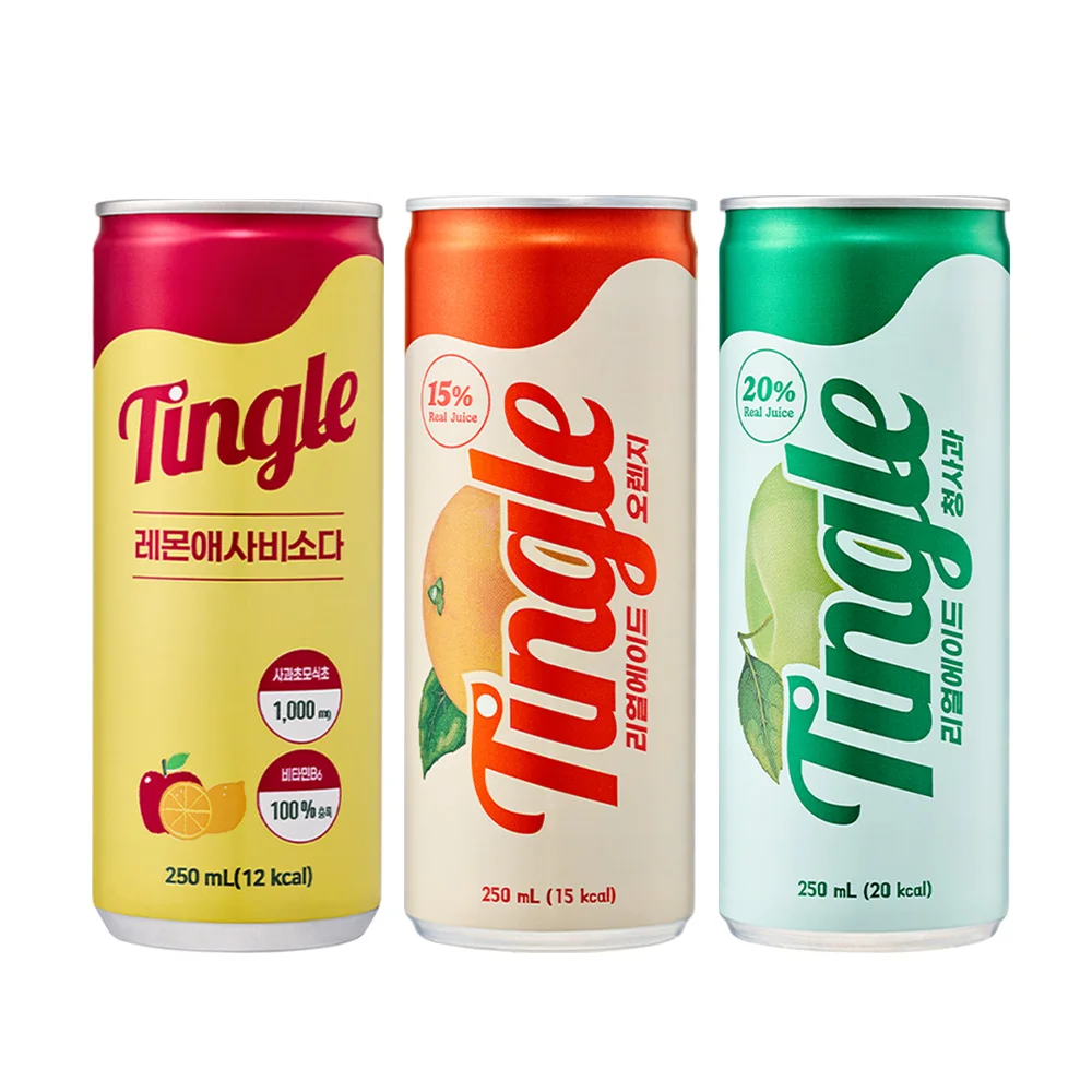 [ILHWA] Tingle variety pack 250*18cans(lemonapplecidervinegar, real ade greenapple, real ade orange 6EA)