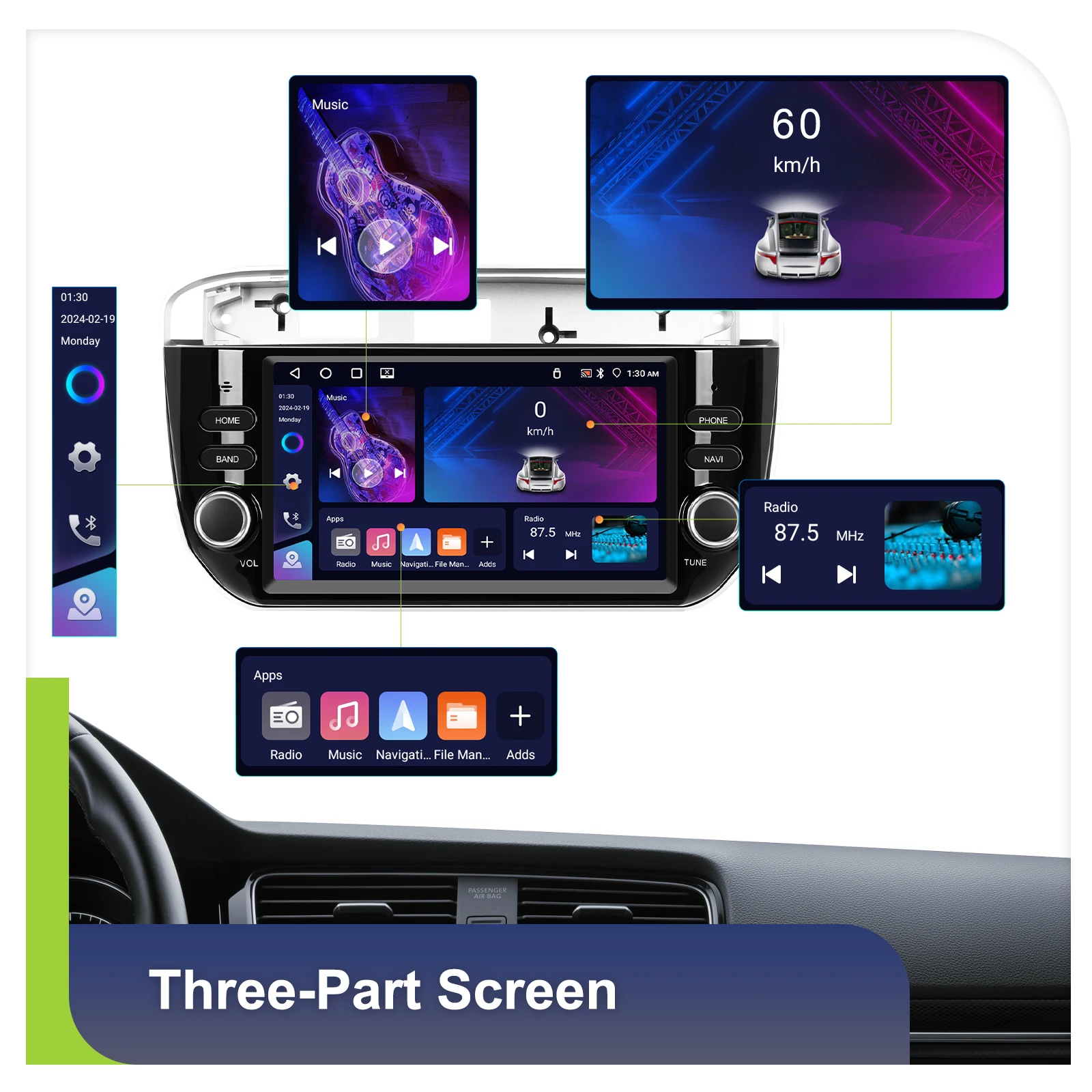 Podofo 2DIN 4+64G Android Autoradio für FIAT Punto 2012–2016 Auto-Multimedia-Player Carplay Android Auto GPS Mirror Link USB – Detail 9