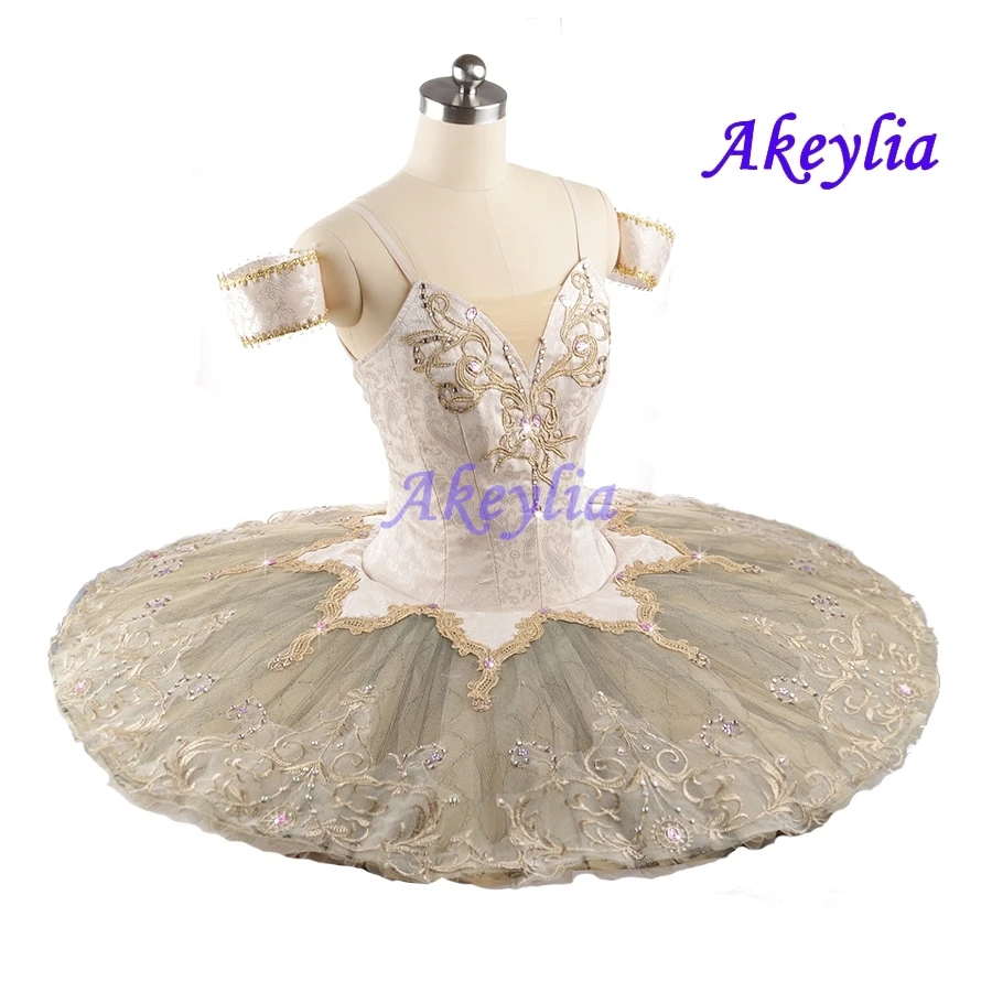 Akeylia Sylvia Professional Ballet Tutu Ivory Sugar Plum Fairy Variation Pancake Tutu Adult Girls Ballet Stage Costume JN0099