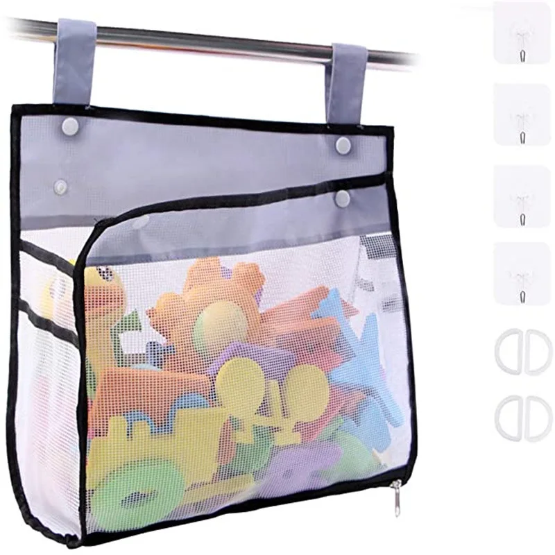 Baby Bathroom Mesh Bath Bag Kids Cartoon Basket Net Children\'s Games Network Waterproof Cloth Sand Toys Beach Storage Organizer