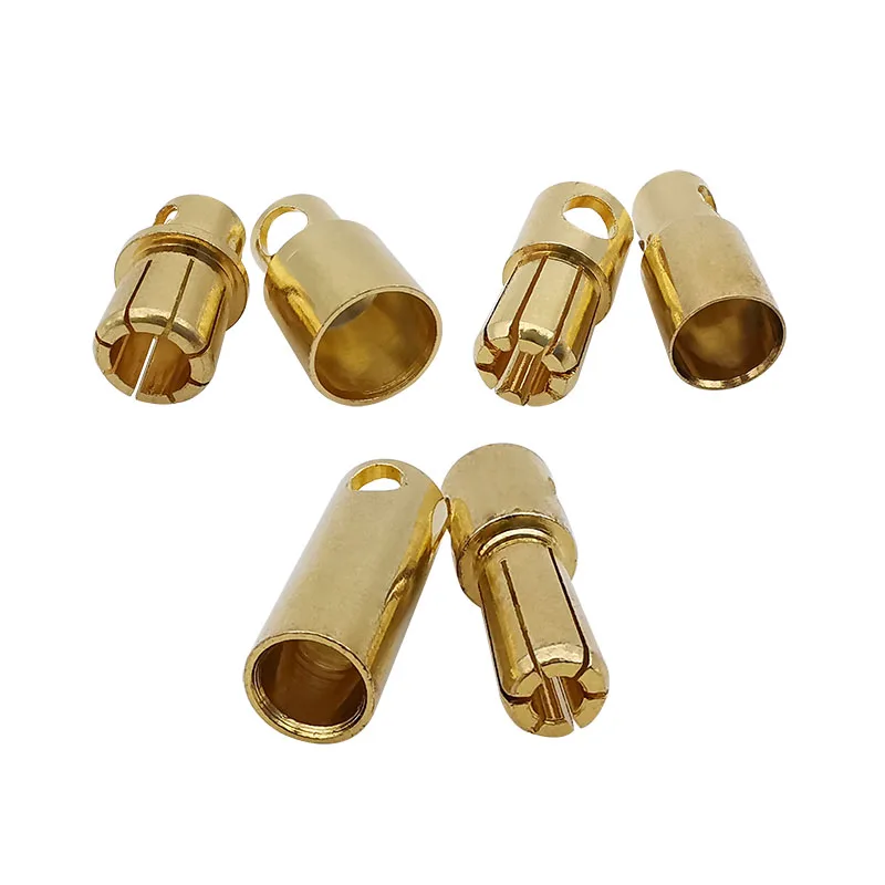 1/2/5Pair Banana Bullet Connector 5.0mm 6.0mm 8.0mm Gold-Plated Male Female Banana Connector for RC Model ESC Battery Motor Part