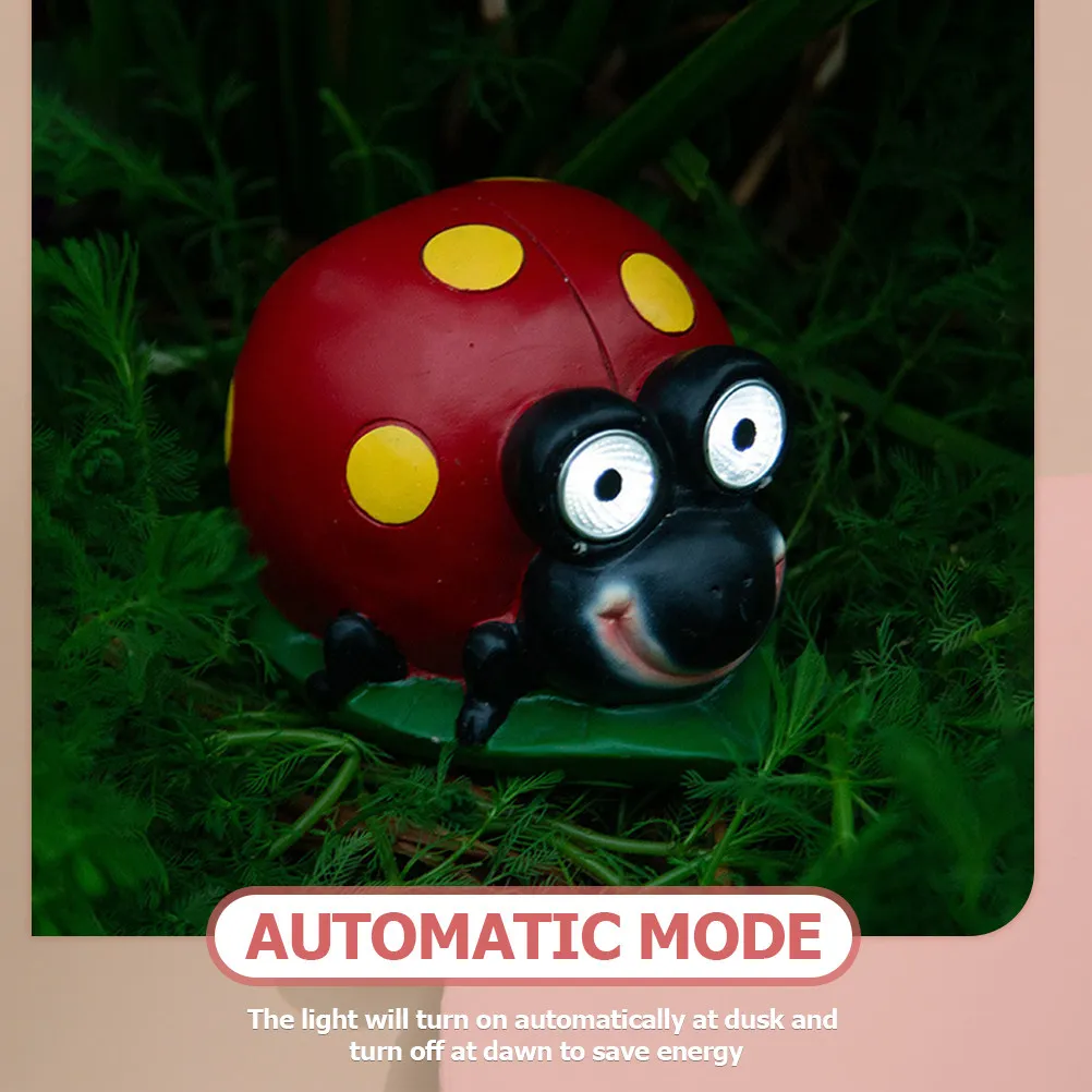 

Садовая статуэтка божьей коровки из смолы с солнечной подсветкой, декоративная скульптура с автоматическим включением/выключением, украшение для двора и сада