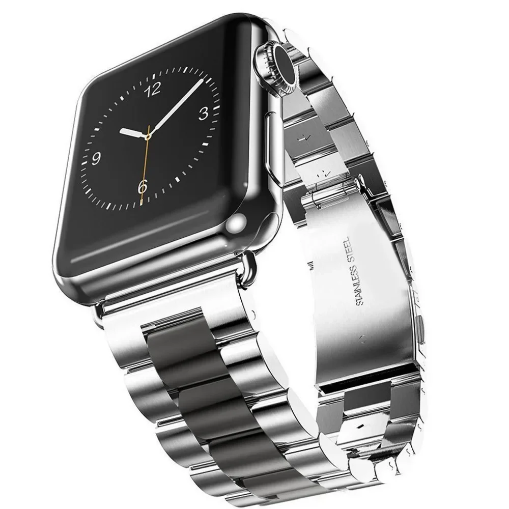 Suitable for Apple Applewatch Three Beads Stainless Steel New Watch Strap iWatch Metal Smart Watch Strap