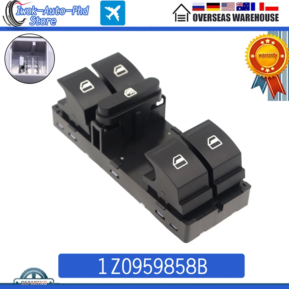 1Z0959858B Electric Master Power Window Control Switch Button For Volkswagen CC Eos Golf Passat Skoda Fabia Octavia Superb