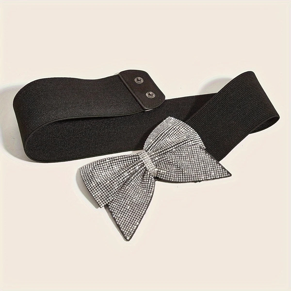 Rhinestone Bow Elastic Peplum Waistband Wide Wedding Party Dress Belts For Women Bling-Bling Corset