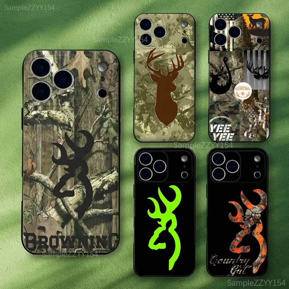 Чехол для телефона Cool B-BrowningS Huntings для iPhone 17,16,15,14,13,12,Pro,Max,Plus,E,SE4,Air,Mini Black Soft Funda