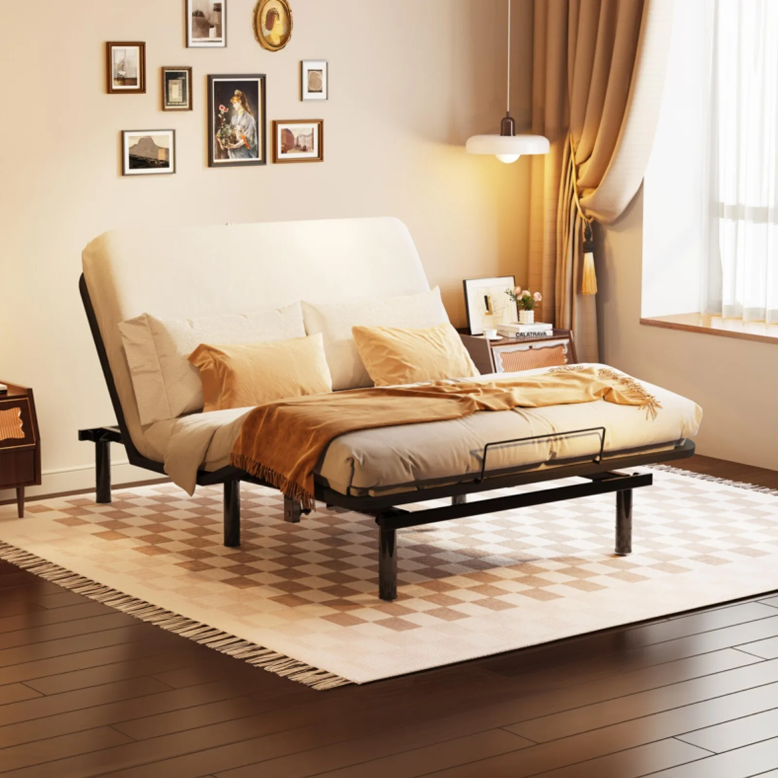 Electric Adjustable Bed Frame w/ Head & Foot Incline, Remote Control