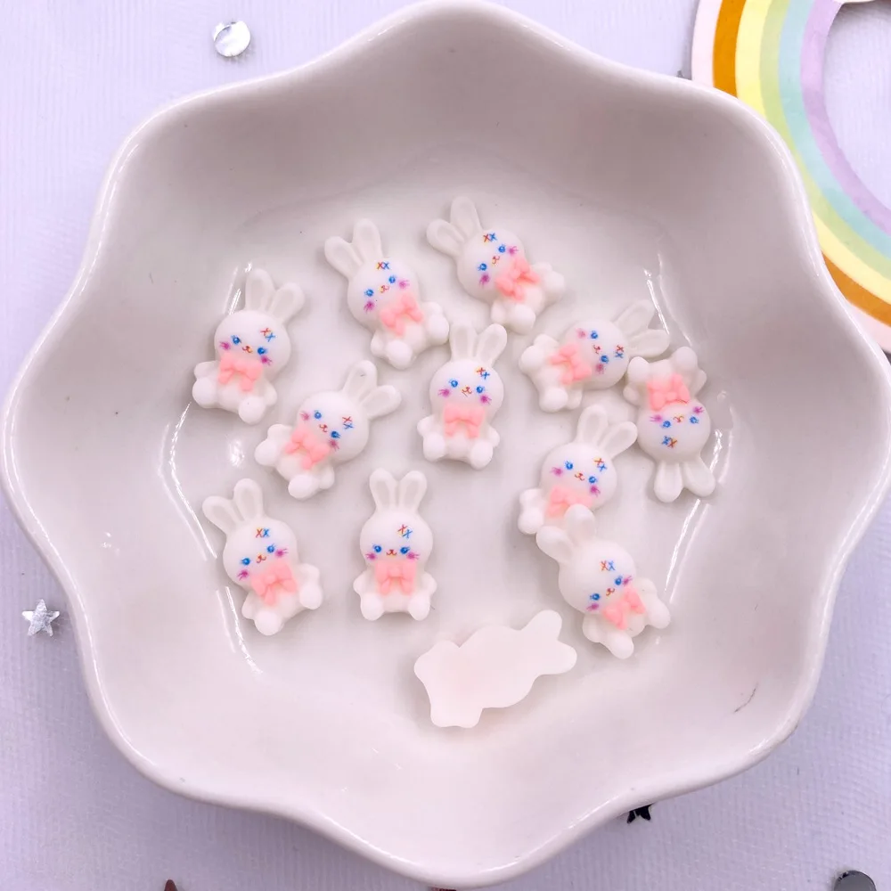 50Pcs Resin Colorful Mini Rabbit Flatback Stone Scrapbook Wedding Applique Decor Craft DIY Nail Art Jewelry Supplies Accessories