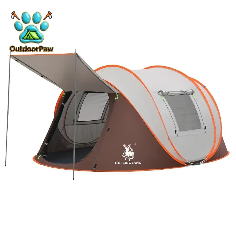 Hui Lingyang Thicken Silver Coated Portable Folding Outdoor Camping Tent Quick Opening Fully Automatic Rain and Sun Protection