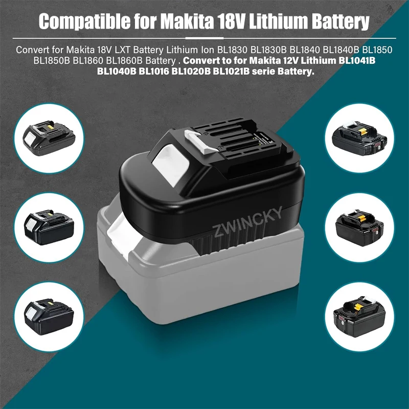 マキタ 18V から 12V 用バッテリーアダプター、マキタ 18V リチウム