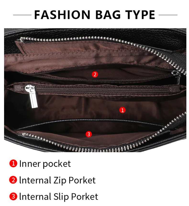 Damenhandtasche aus echtem Rindsleder, Schwarz, Einzelschulter- und Umhängetasche mit Schultergurt, Messenger-Tasche mit Steinmuster – Detail 5