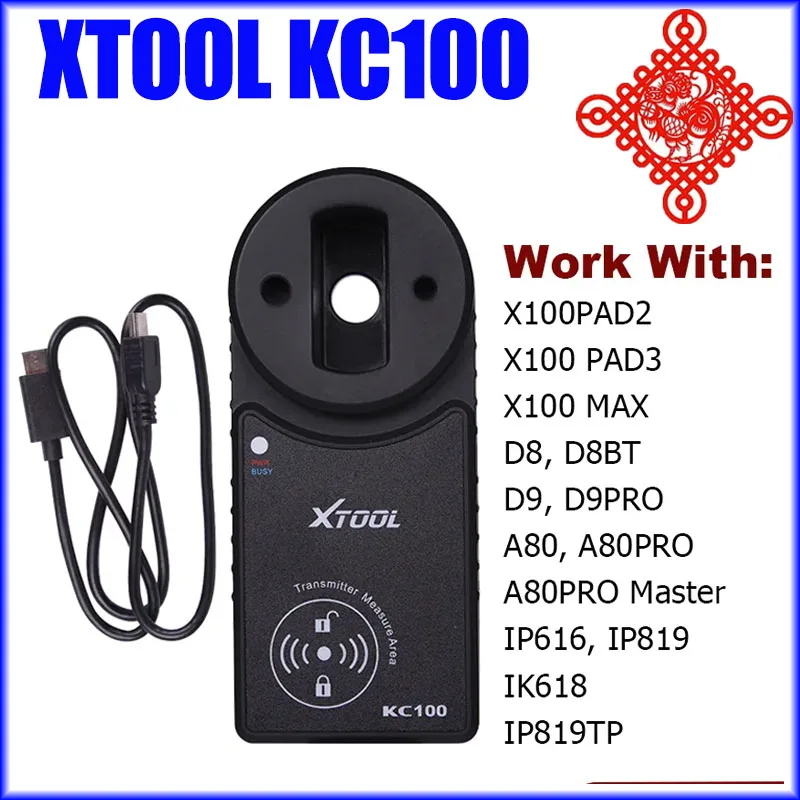 XTOOL KC100 Key Programmer Work with XTOOL X100PAD3 D8 D8BT D9 D9 Pro A80 A80 Pro A80 Pro Master InPlus IK618 InPlus IP819