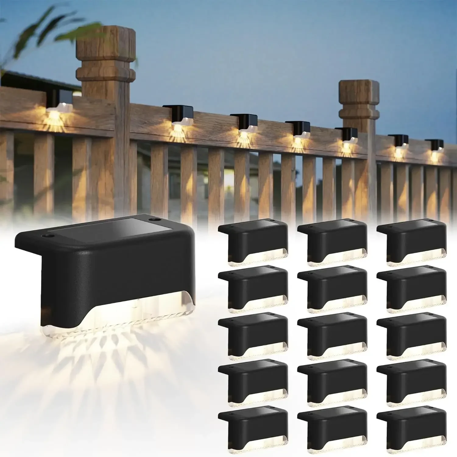

Solar Deck Lights Outdoor Step Lights Waterproof Led Solar Lights for Railing Stairs Step Fence Yard Patio and Pathway