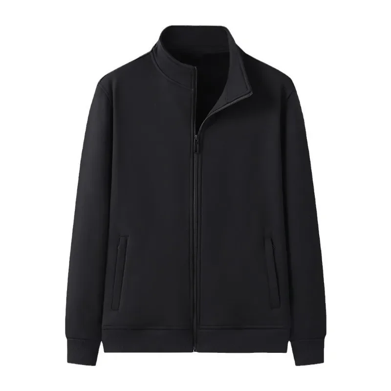 ملابس رياضية رجالية مبطنة بالصوف وياقة واقفة للعمل، سويت شيرت مريح كاجوال بقلنسوة، نمط الخريف والشتاء، ملابس خارجية