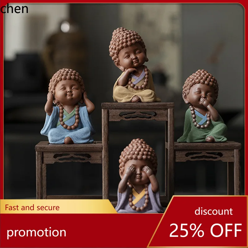 

Cz retro zen buddha statue purple clay ceramic ornament creative home tea table ornament