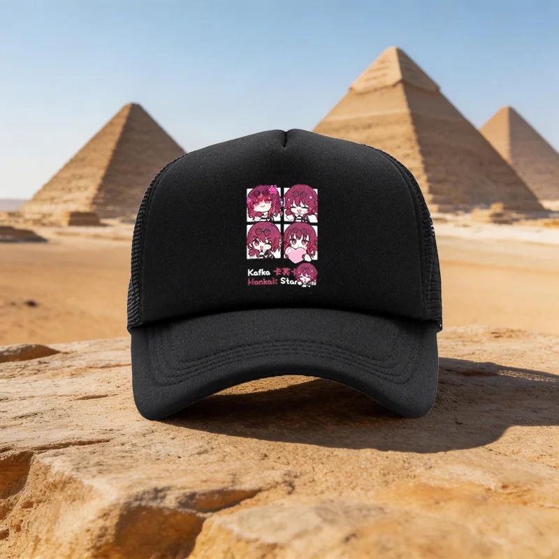 2026 All-Season Unisex Lightweight Mesh Baseball Cap with 4-Card Kawaii Expressions Cartoon, Outdoor Individual Duckbill Hat, Fa
