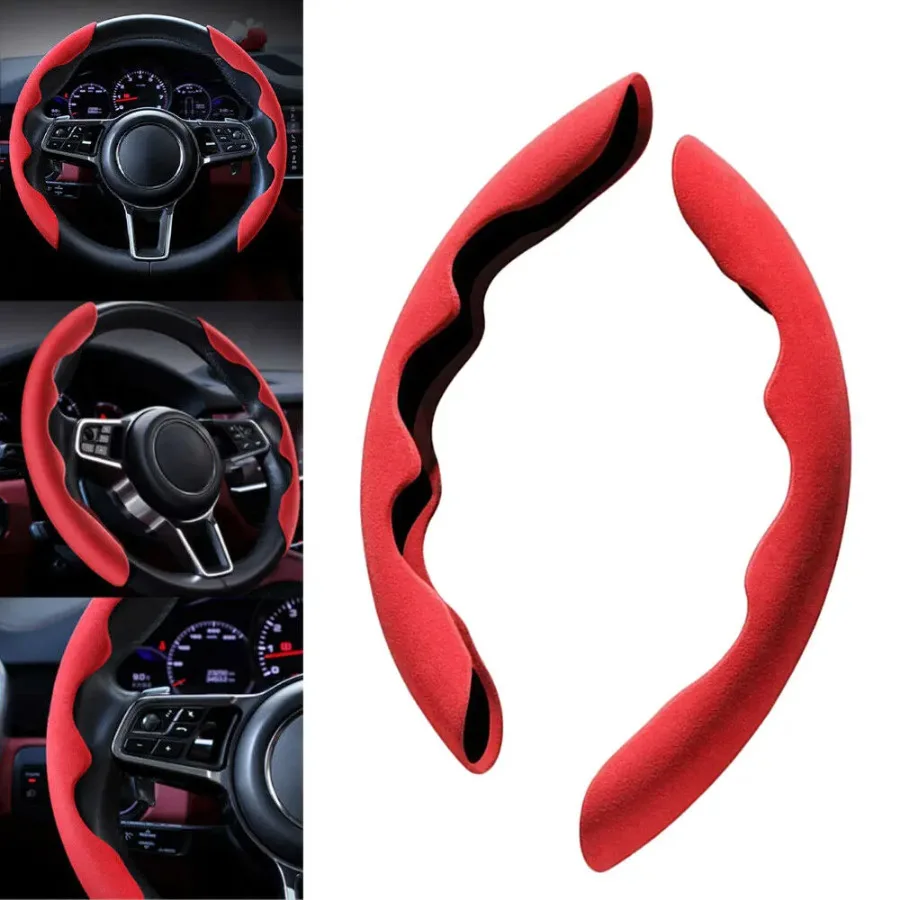 

1pair Universal Car Durable Anti-Skid Plush Steering Covers ABS/Suede Wheel Cover Easy To Install Parts Car Interior Accessories