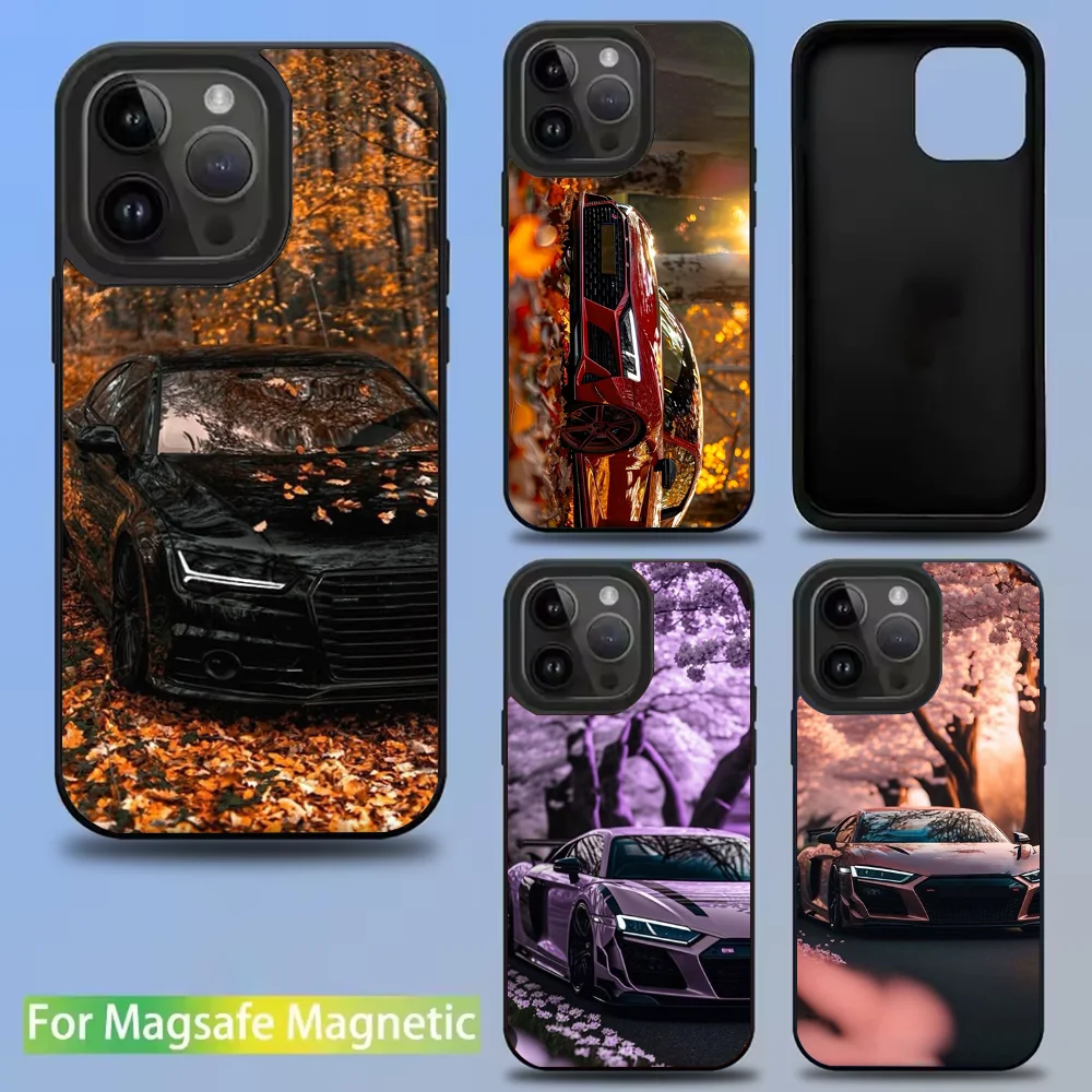 

A-Audis R-S car Phone Case For IPhone 16 15 14 13 12 11 Pro Mini Max Soft Magnetic Cover