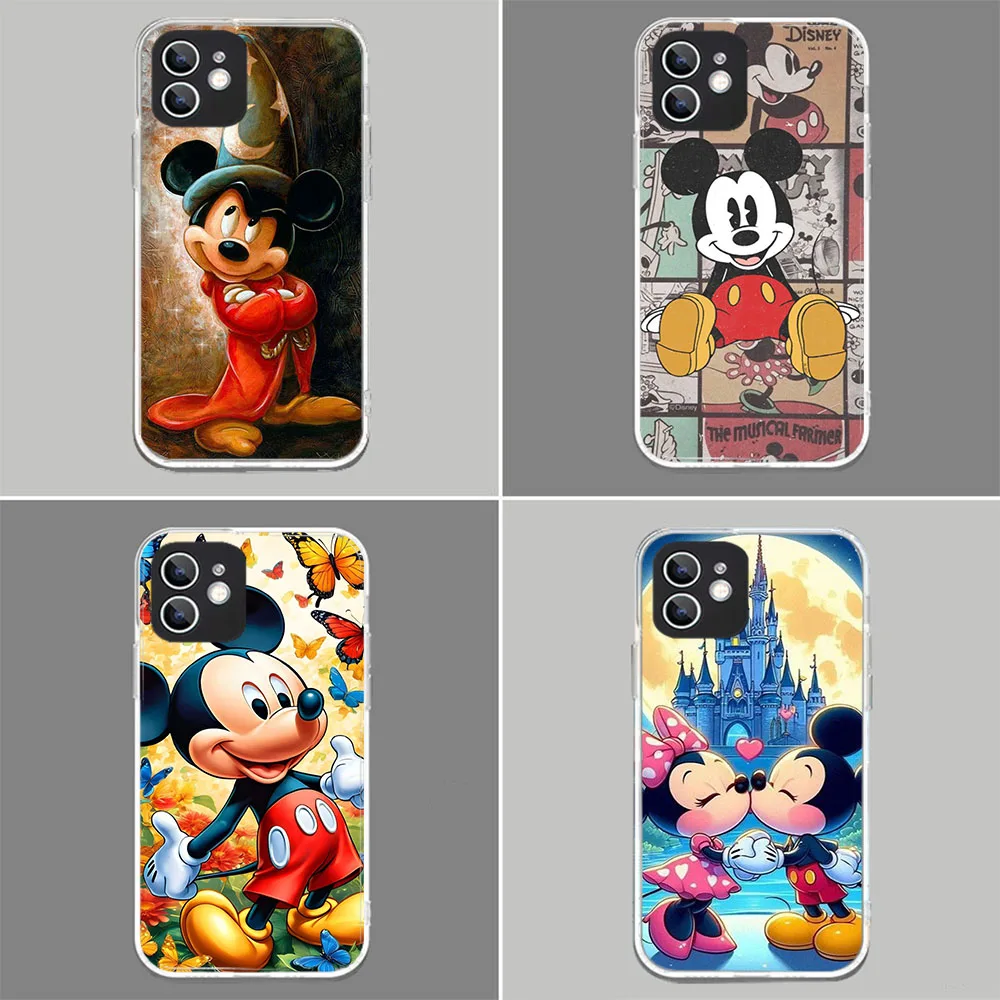 WRA-15 Mickey Minnie Transparent Flexible TPU Case For Samsung A30 34 35 52 54 55 72 M21 23 30 31 33 52 53 S24 Plus Ultra