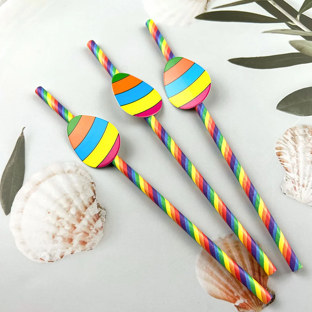 

40 Pcs Easter Paper Straws Lightweight Disposable Pastel Rainbow Decoration Birthday Weddings Tea Cups Mugs Glasses Bottles