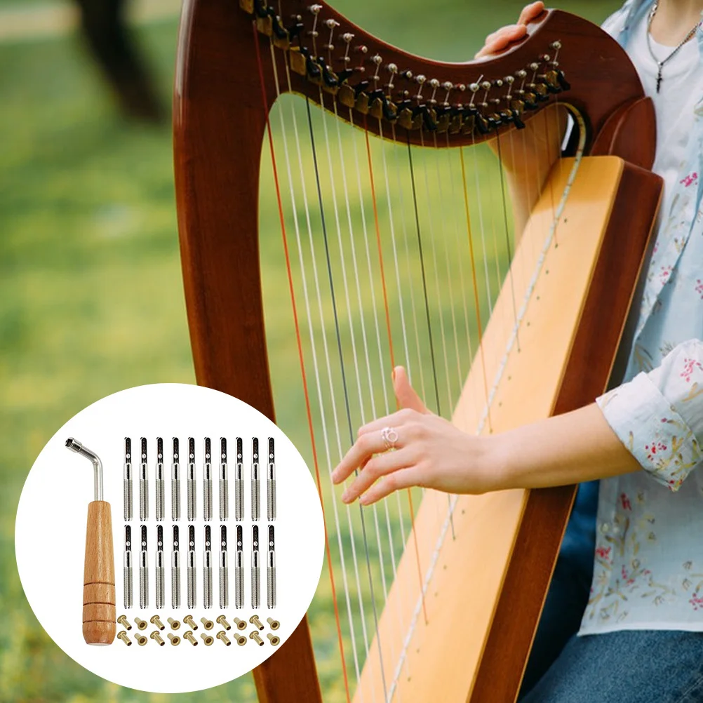 

1 Set Of Lyre String Pegs Wood Metal Tuning Pins For Lyre Harp Replacement Accessories Professional Instrument Parts Durable