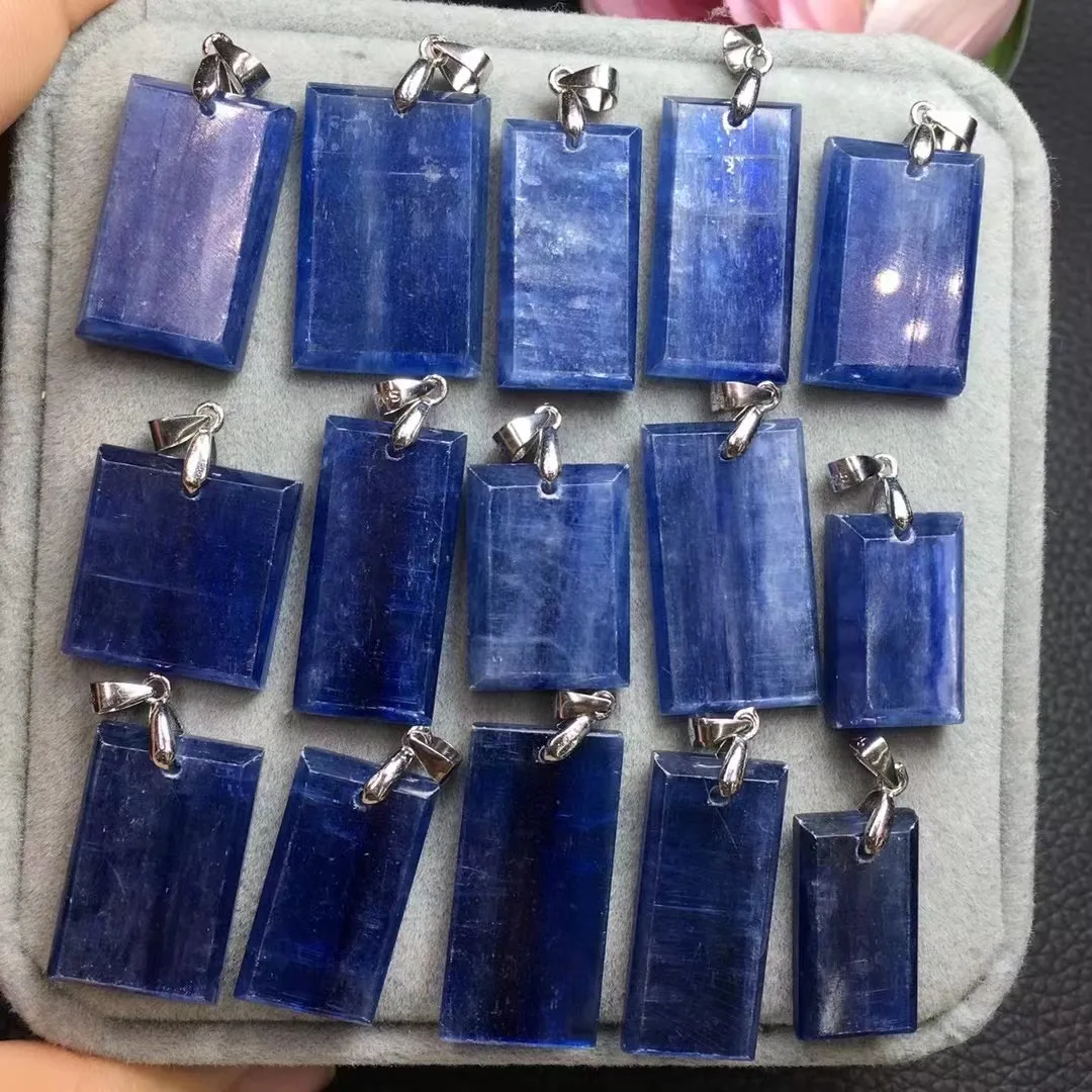 Unit One Piece 925 Silver Buckle With Natural Kyanite Crystal Healing Square Pendant