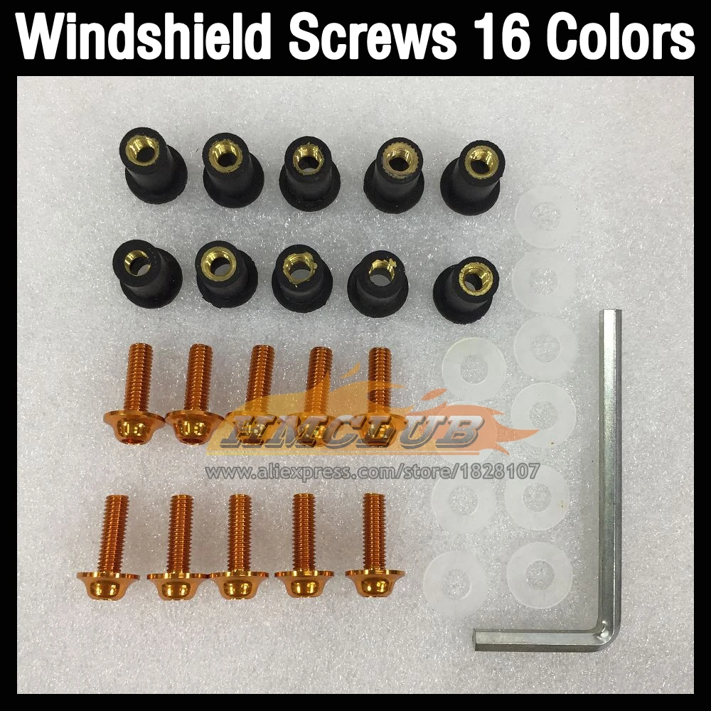 31pcs Motorcycle Windshield Bolts Nuts For KAWASAKI NINJA ZX-636 ZX636 ZX6R ZX-6R ZX 6R 6 R 13 14 15 16 17 18 Windscreen Screws