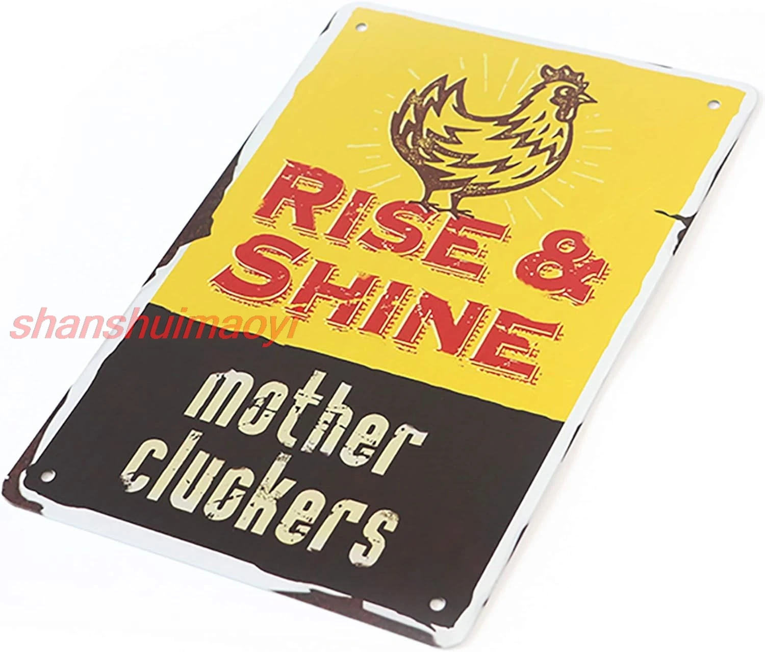 Chicken Décor Rise and Shine Mother Cluckers Country Home Decor Coop Tin Sign 8x12IN 1pc sign