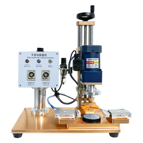 

Semi-automatic Electric Desktop Bottle Cap Tightener Capping Machine 4 Wheels Duckbill Bottle Capping Machine