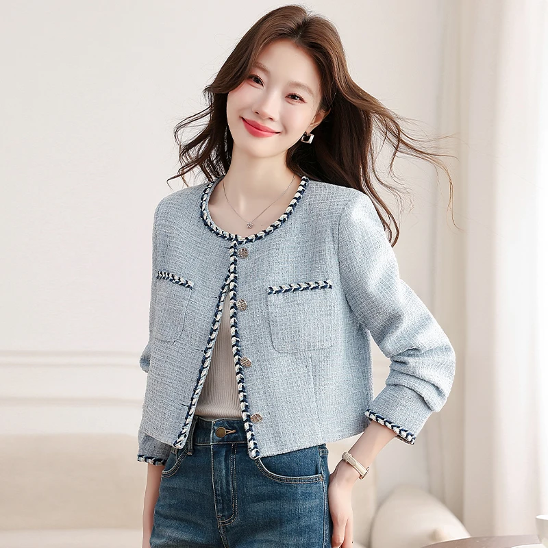 Blue Fragrant Coat Women's Spring Autumn 2026 New Temperament Short Jacket