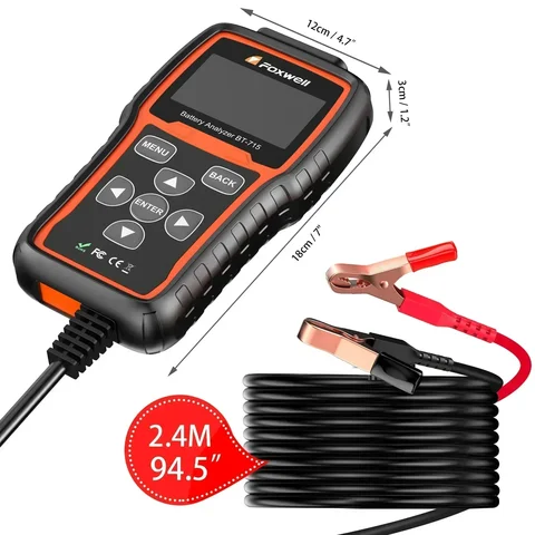 Тестер батареи Foxwell BT715 Plus, 12 В и 24 В, анализатор гелевой батареи AGM EFB, обновление цветного экрана для BT100 и BT705