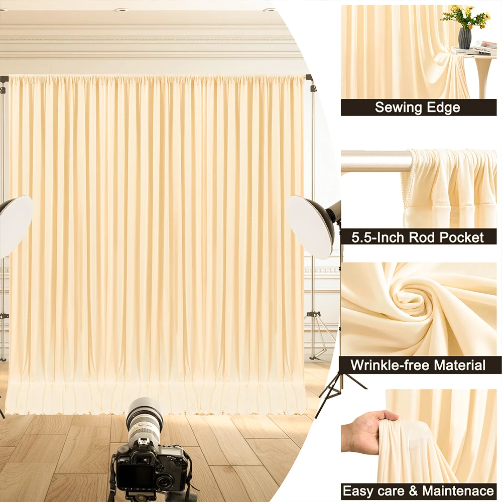 Hintergrundvorhänge Knitterfreie Draperien Stoffdekorationen Foto-Hintergrundtuch für Hochzeit Babyparty Fotografie Bühne Empfang – Detail 12
