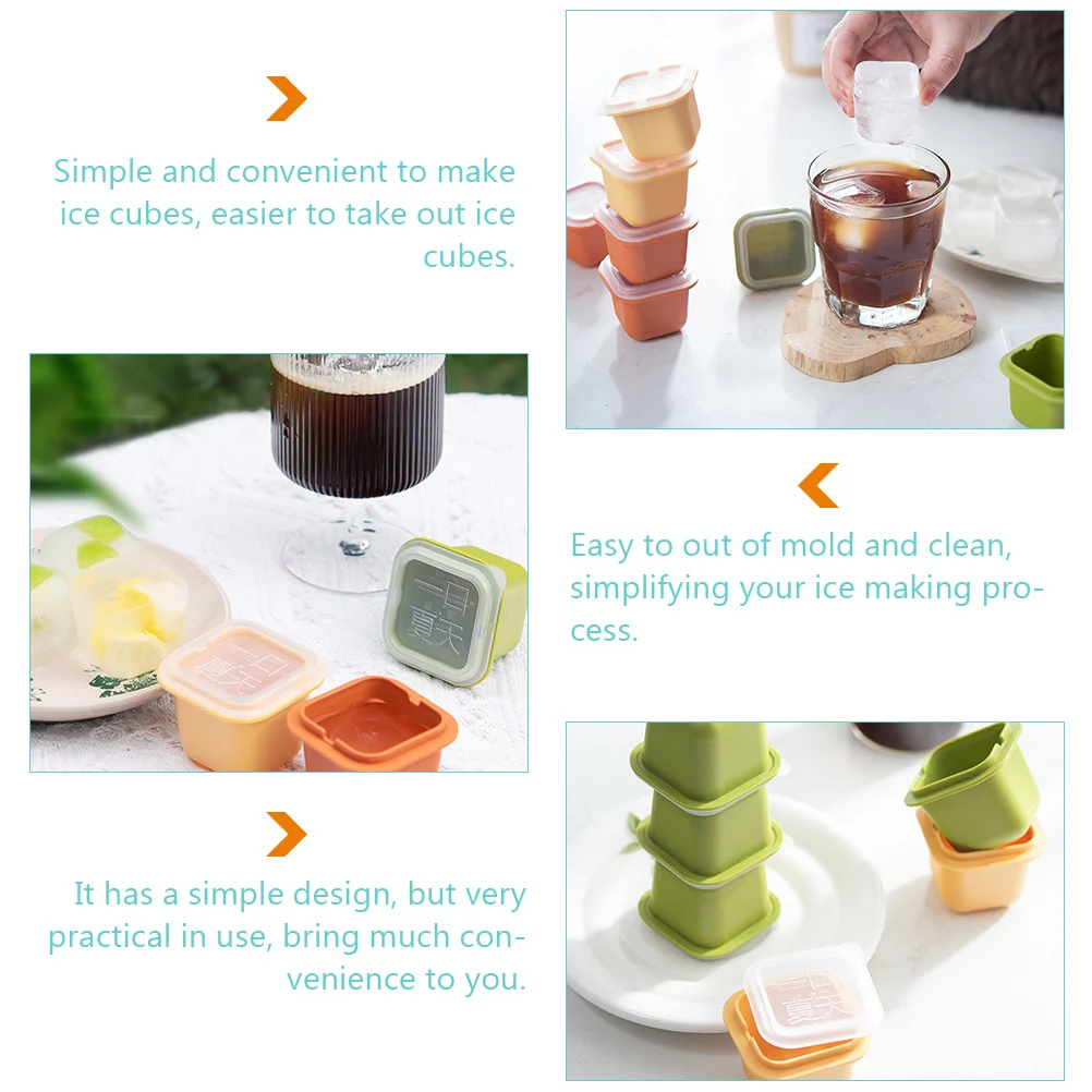 6 قطع من أدوات صنع مكعبات الثلج قالب واحد مع غطاء مستلزمات الثلج الصيفية مجموعة حاوية الفريزر القابلة للتكديس مستلزمات الصيف #6