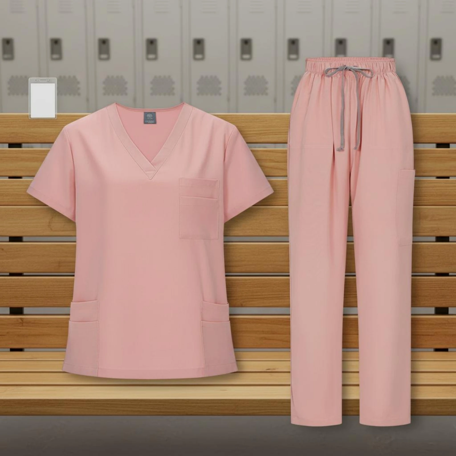 conjunto-de-scrubs-em-material-elastico-blusa-de-gola-redonda-e-calca-uniforme-medico-de-cor-solida-respiravel-e-com-absorcao-de-umidade