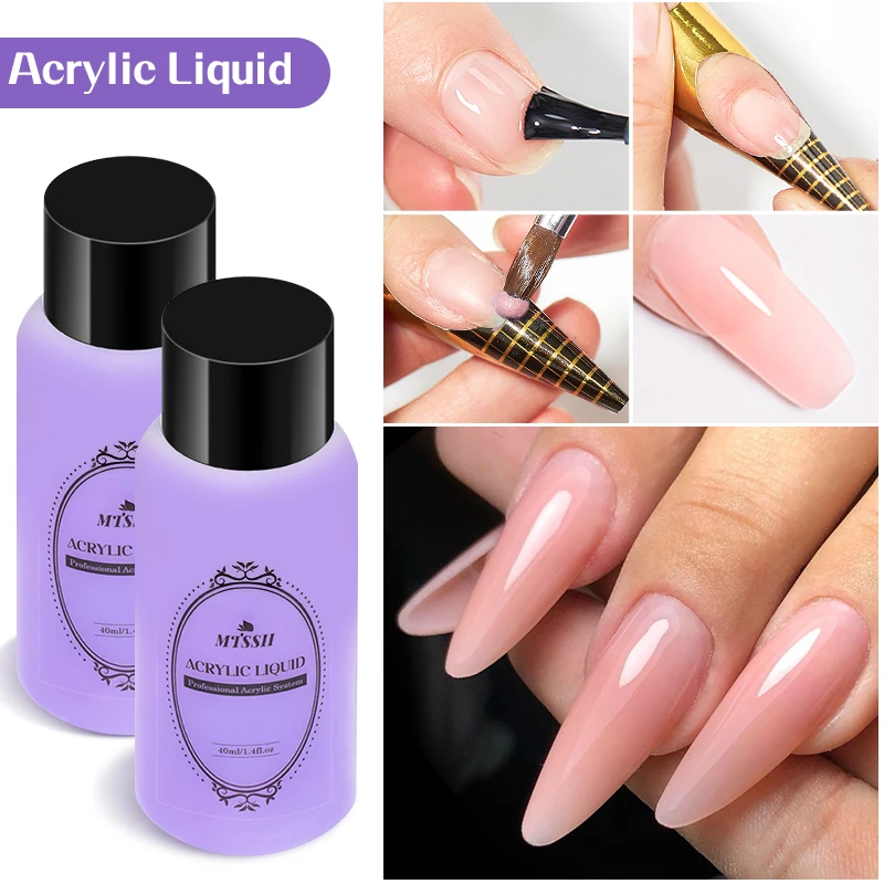 Esmalte de uñas acrílica monomérico 40ml - esmalte de uñas acrílica profesional, adecuado para el cepillado de extensión de uñas acrílicas