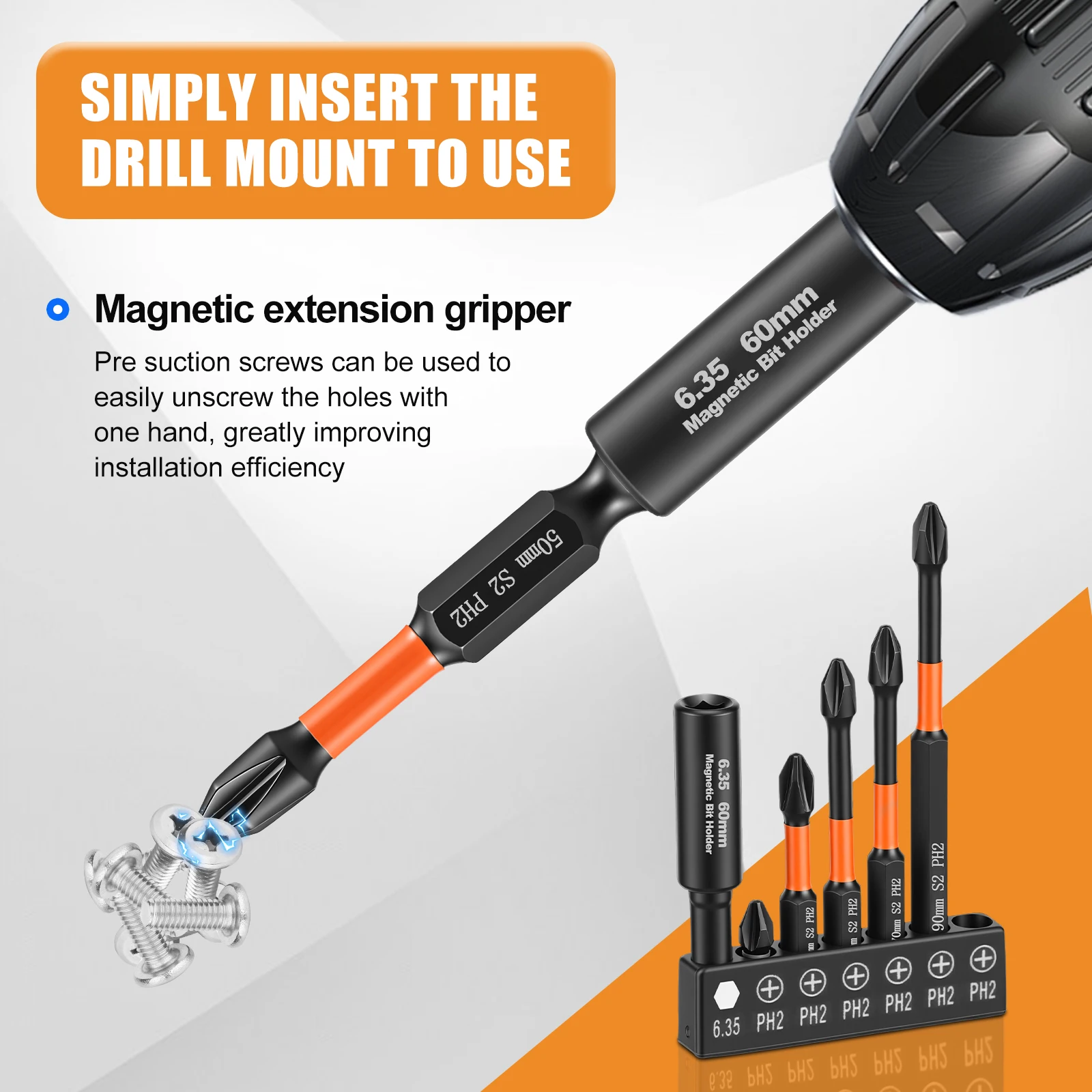 

Набор из 7 магнитных бит для ударного шуруповерта с крестообразным шлицем, 25-150 мм, из хромомолибденовой стали, с шестигранным хвостовиком 1/4 дюйма, для электроинструментов