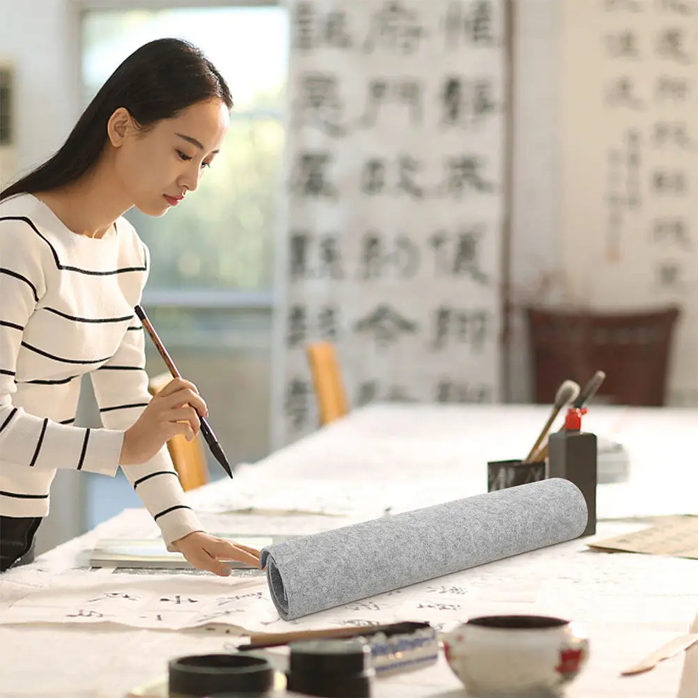 Felt Desk Pad for Calligraphy Painting Watercolor Sketching Dual-Sided Absorbent Anti-Slip Art Mat Chinese Calligraphy Drawing