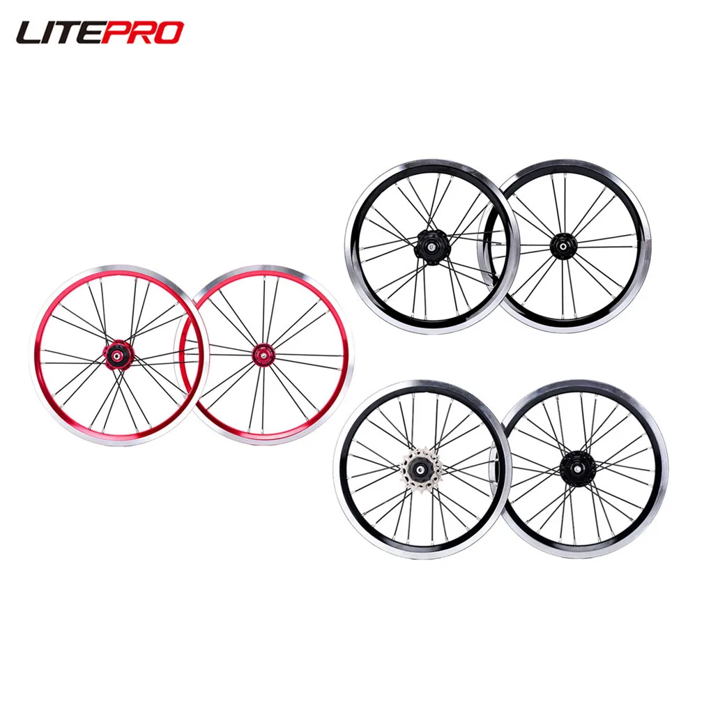 Litepro Folding Bicycle 14Inch 74 85MM Single External 3 Speed Wheelset Bicycle Disc V Brake Rims 20MM Alloy Wheels