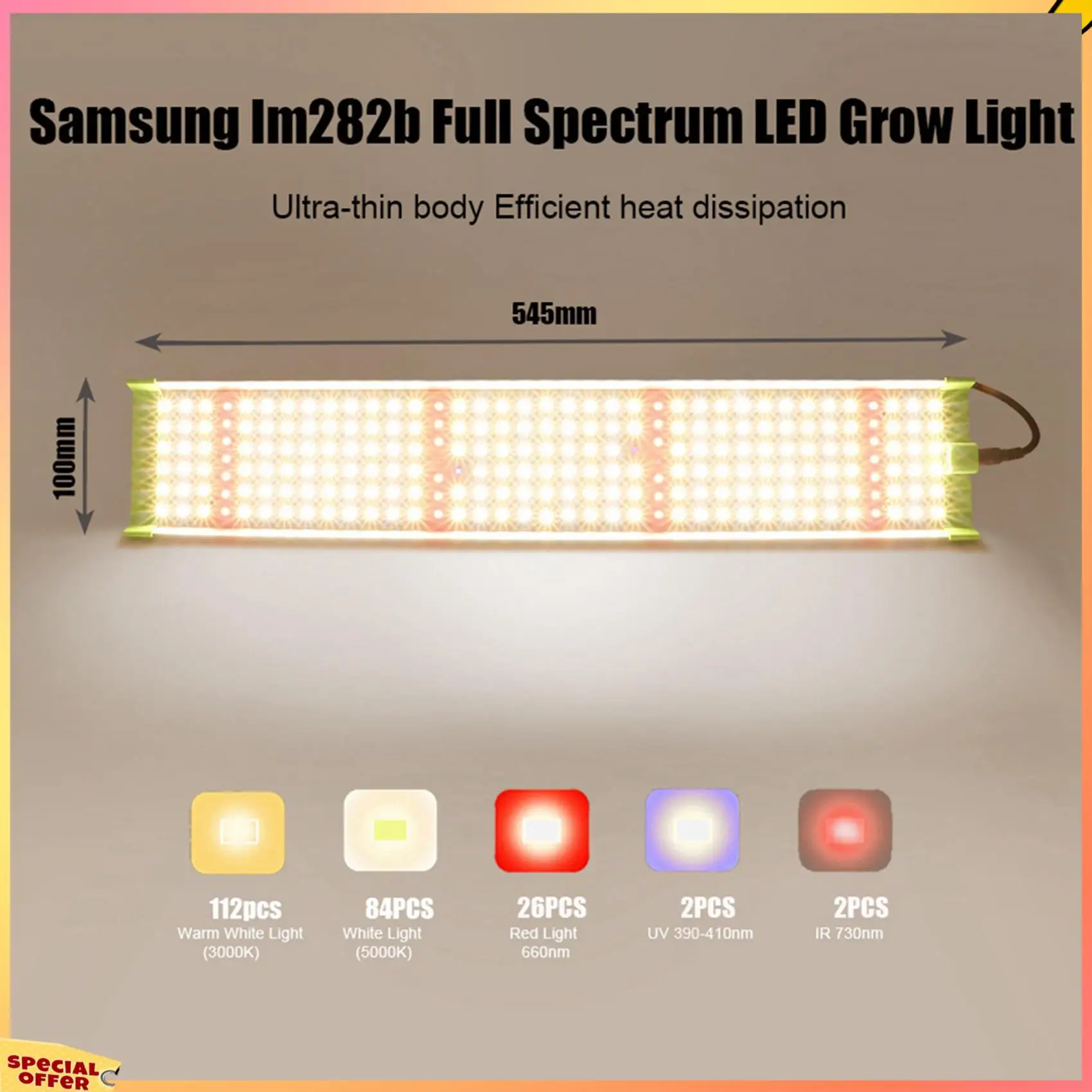 ABFI 2X 85W LED는 실내 온실 수경법 EU 플러그에 대 한 삼성 LM281B 전체 스펙트럼 식물 성장 램프로 빛을 성장