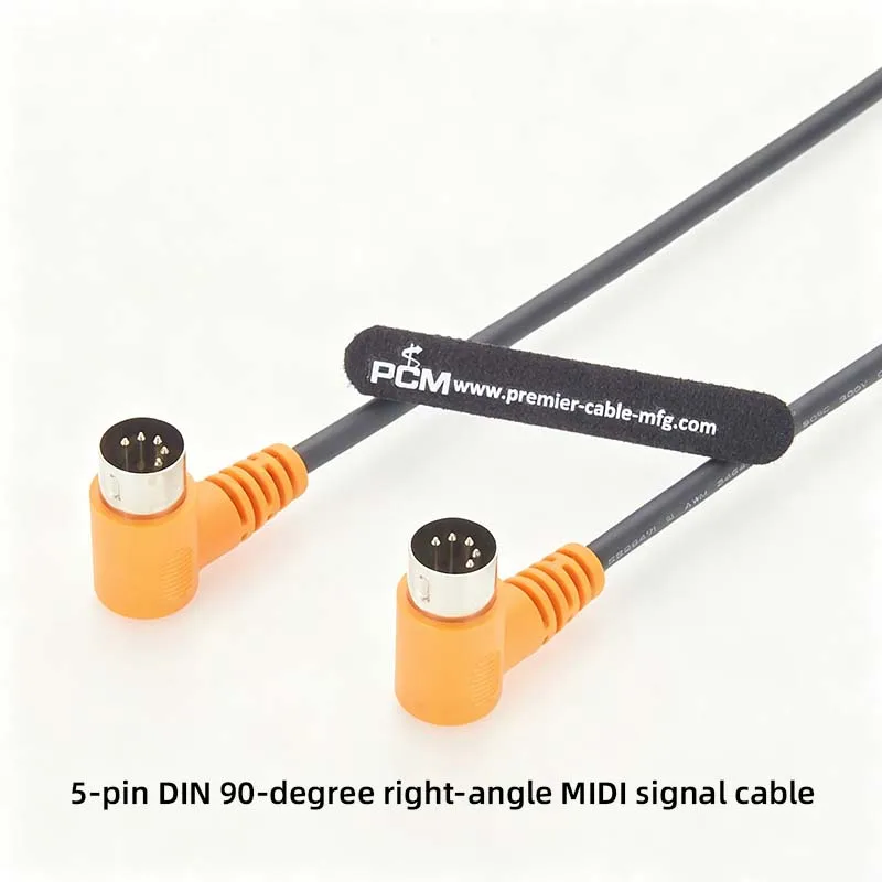 5-Pin DIN Right-Angle MIDI Cable with 90-Degree Elbow—Professional Studio and Stage Performance Equipment for MIDI Signals