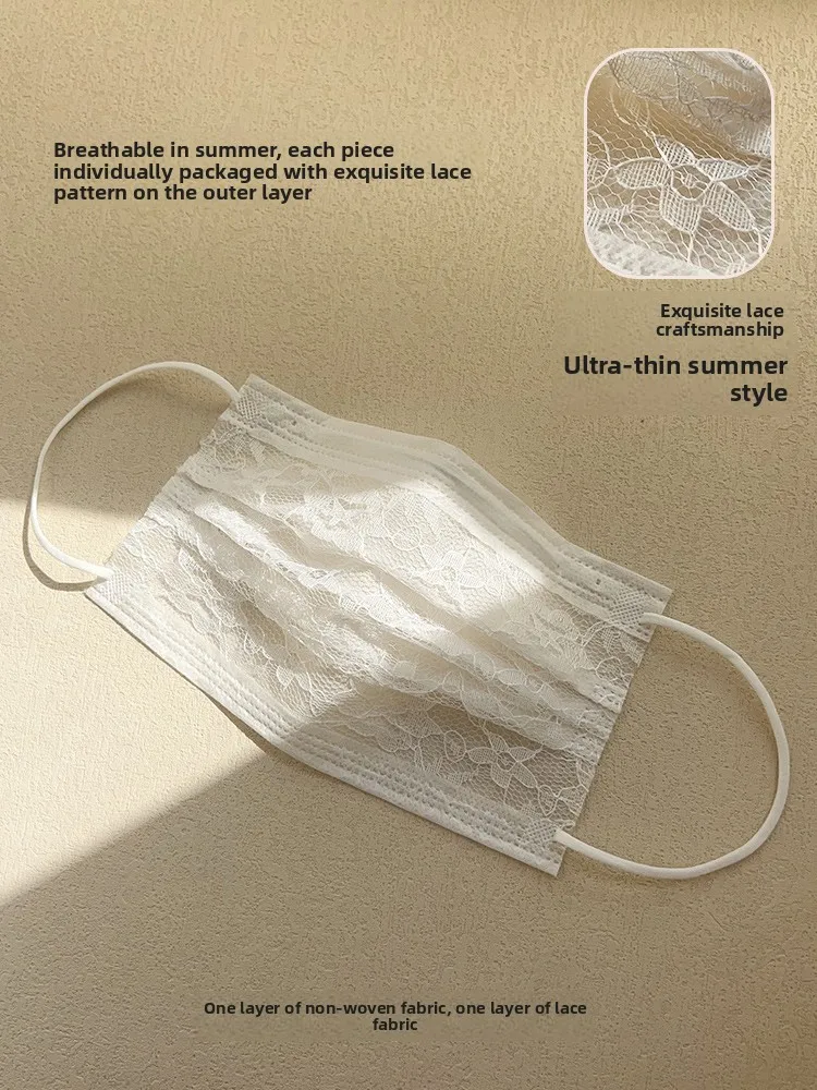 Ultra-Thin Breathable Summer Mask Women's Lace Printed Mesh Disposable Face Mask Dust Proof Sunscreen Decorative City Fog
