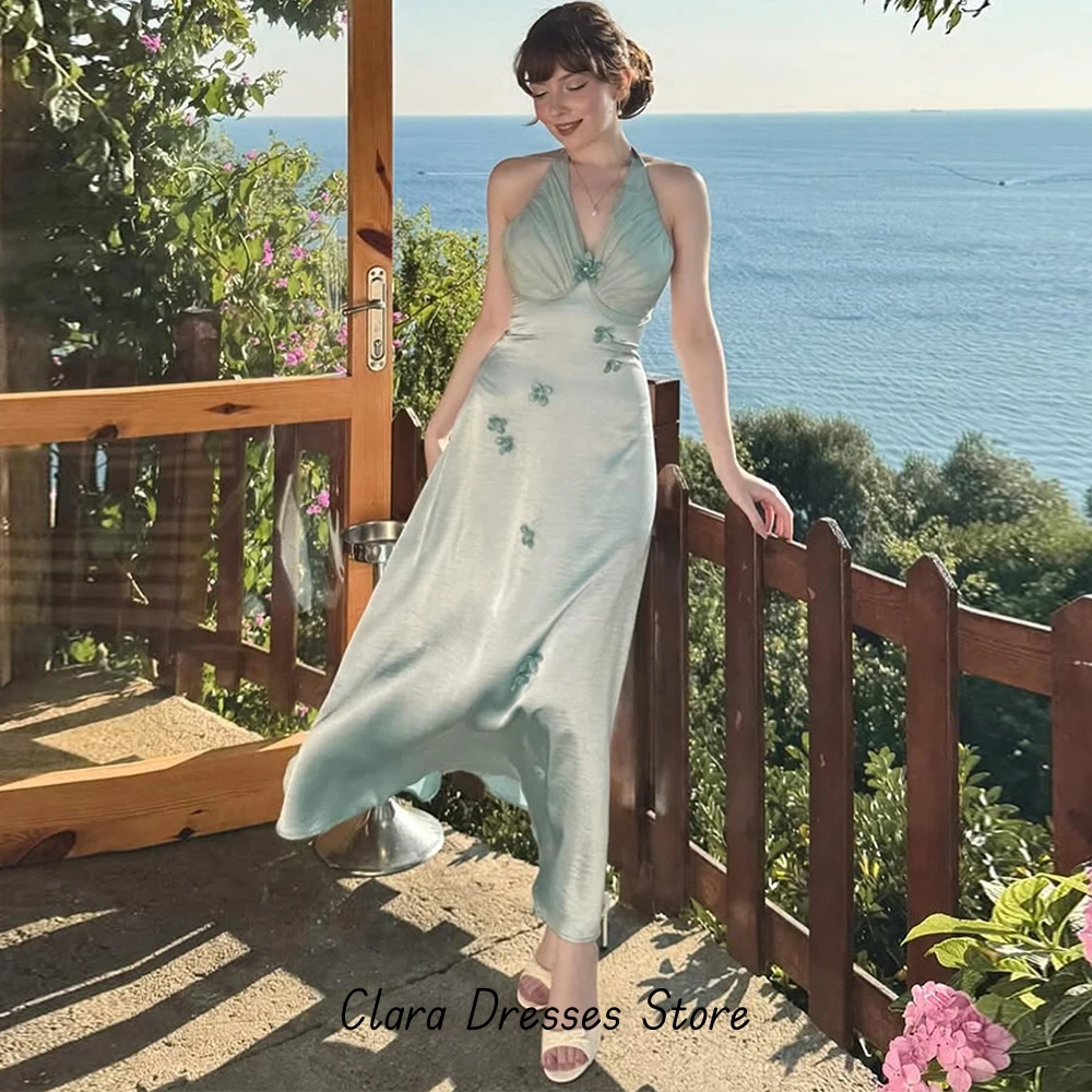 Robe de soirée trapèze personnalisée, col licou, élégante, formelle, à la mode, robes de célébrité délicates, robe de soirée de tempérament de haute qualité